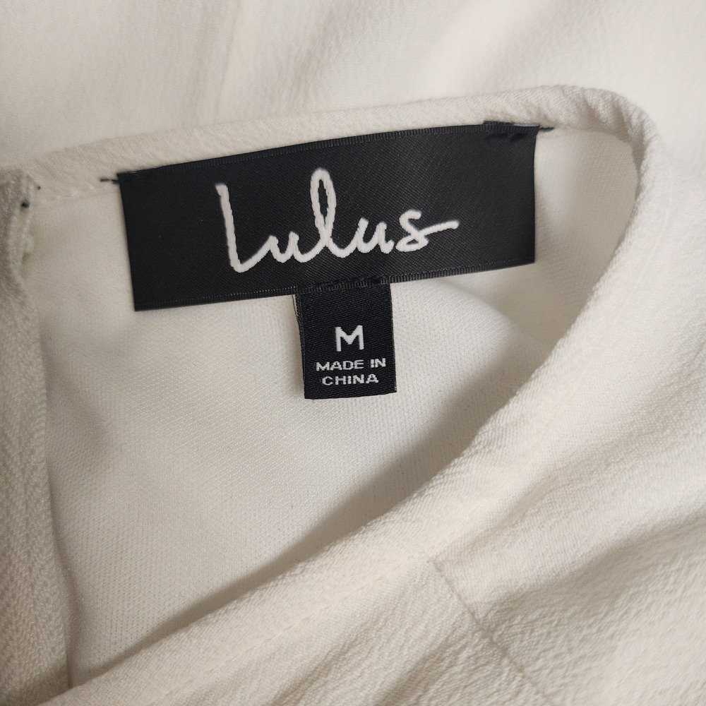 Lulus‎ White Blue Embroidered Shift Dress Short Sleeve Boho D3017 Womens Medium - Picture 6 of 6